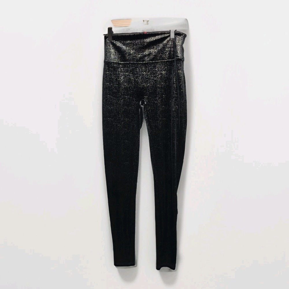 SPANX Leggings Velvet Shine‎ Leggings Black/Gold  Medium